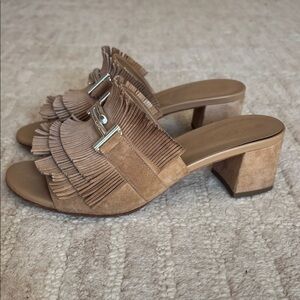 Tod's Brown Suede Fringed Mules